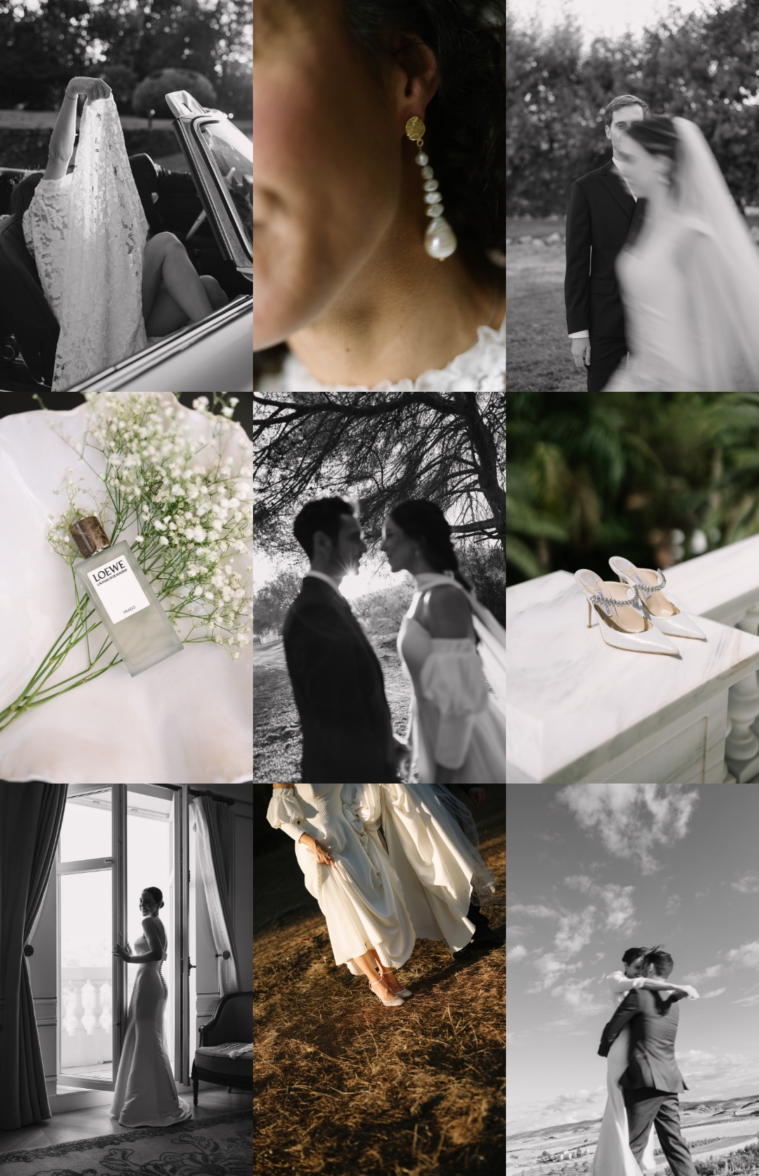 Novios caminando por el centro de Madrid boda editorial estilo Vogue